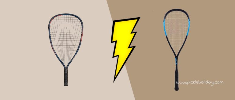 a squash racket and a racquetball racquet